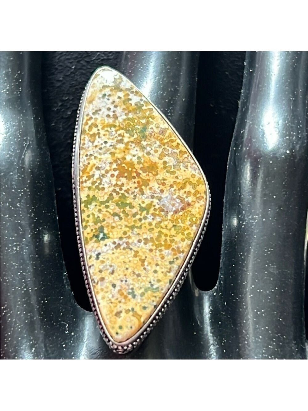 Sterling Silver Natural Jasper Stone Ring US Size 6.5